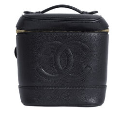 Chanel Women's Caviar Leather Vertical Cosmetic Case - Black