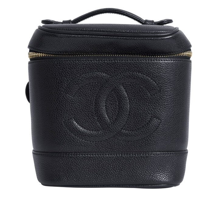 Chanel Women's Caviar Leather Vertical Cosmetic Case - Black