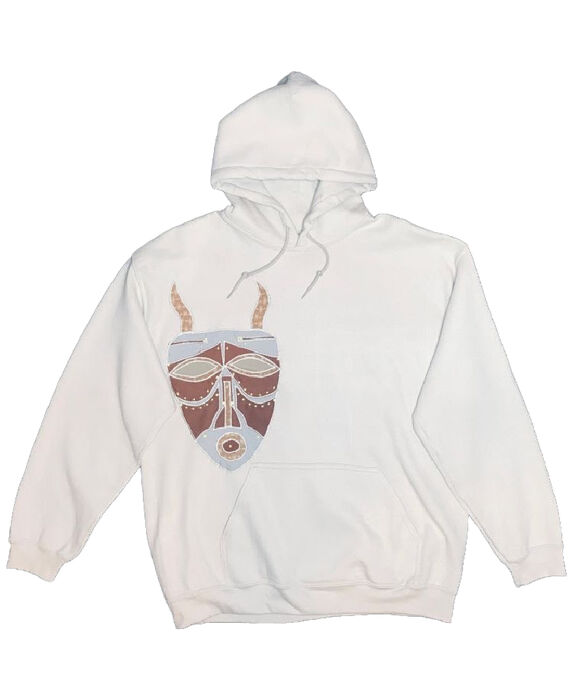 Tribal Mask Hoodie - White