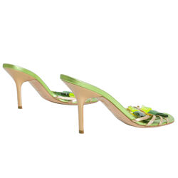 René Caovilla Leather Butterfly Crystal Embellishments Slides