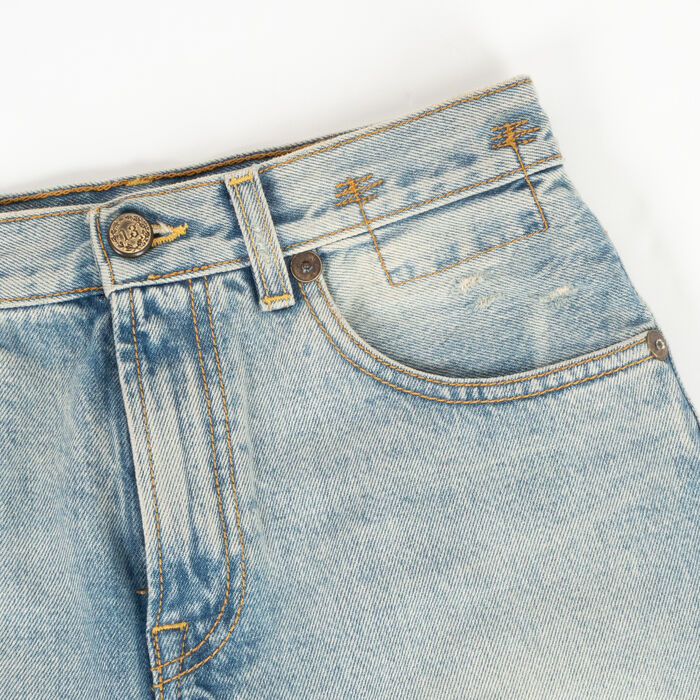 R13 Denim High Rise Mini Skirt