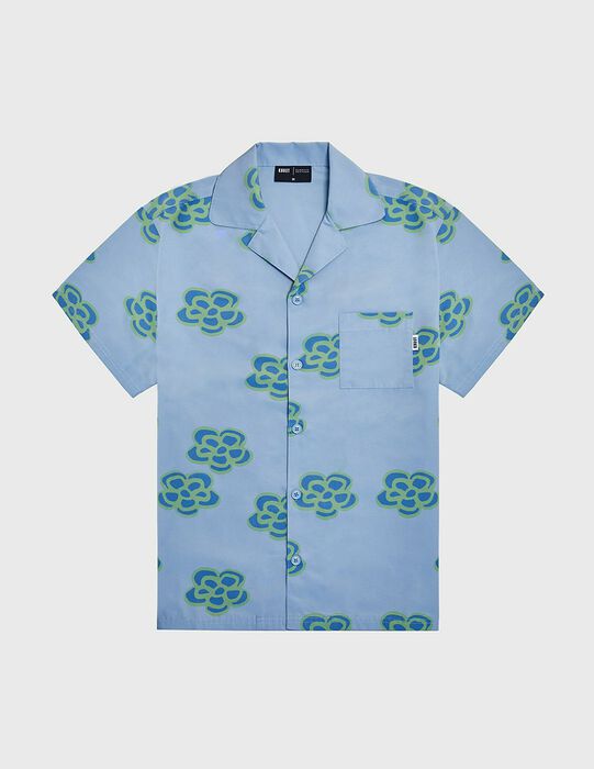 KROST x Barneys Floral Icon Bowling Shirt- Baby Blue