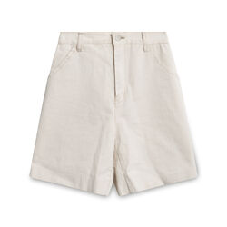 Oak + Fort Cream High-Waisted Denim Shorts