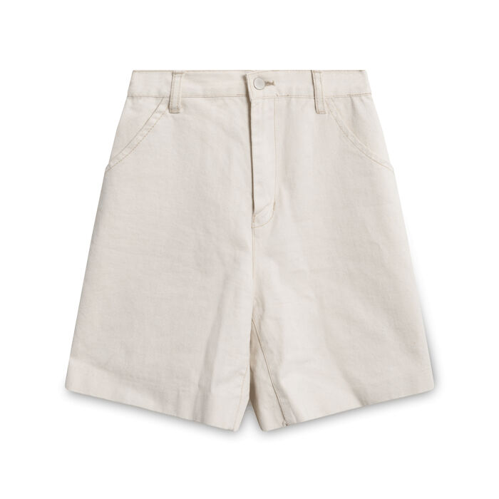 Oak + Fort Cream High-Waisted Denim Shorts