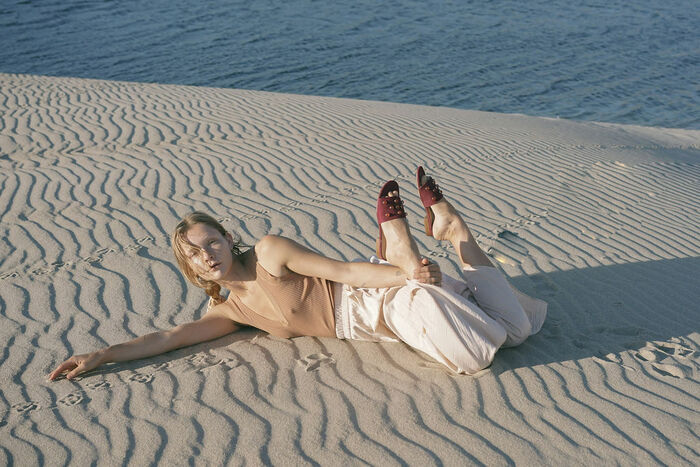 SAHARA Sandal : Cinnamon Suede in Carnelian Gemstone Grid