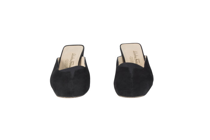 Salvatore Ferragamo Black Velvet Mules