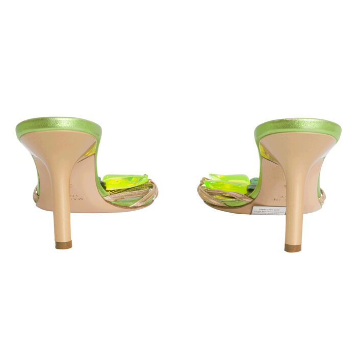 René Caovilla Leather Butterfly Crystal Embellishments Slides