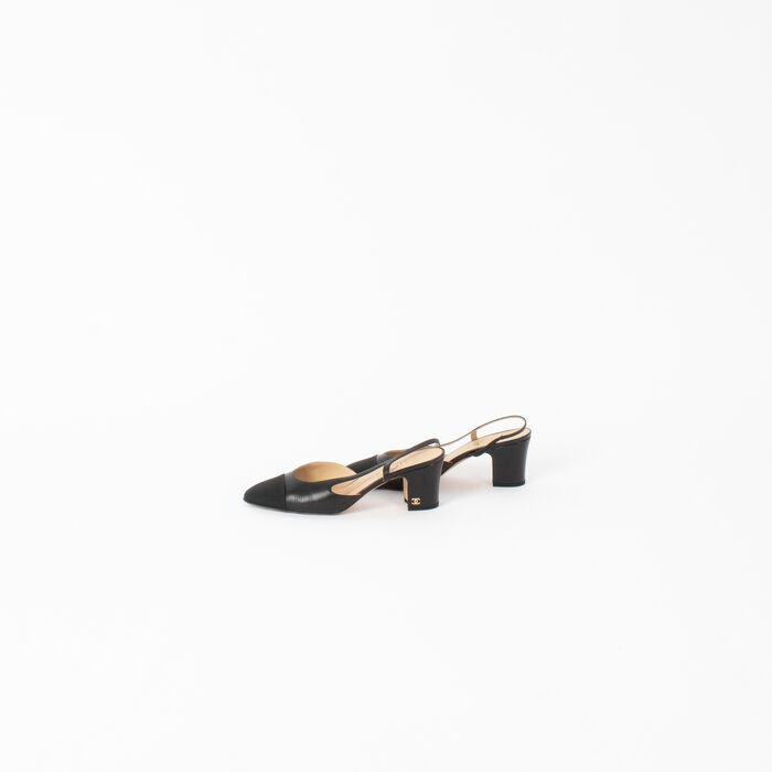 Chanel Goatskin & Grosgrain Slingback Heel