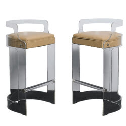 Pair of Clear Chairs with Tan Seats