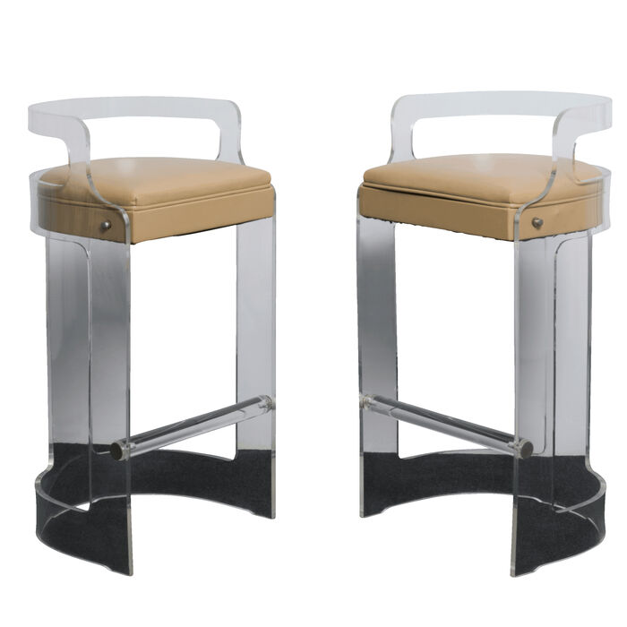 Pair of Clear Chairs with Tan Seats