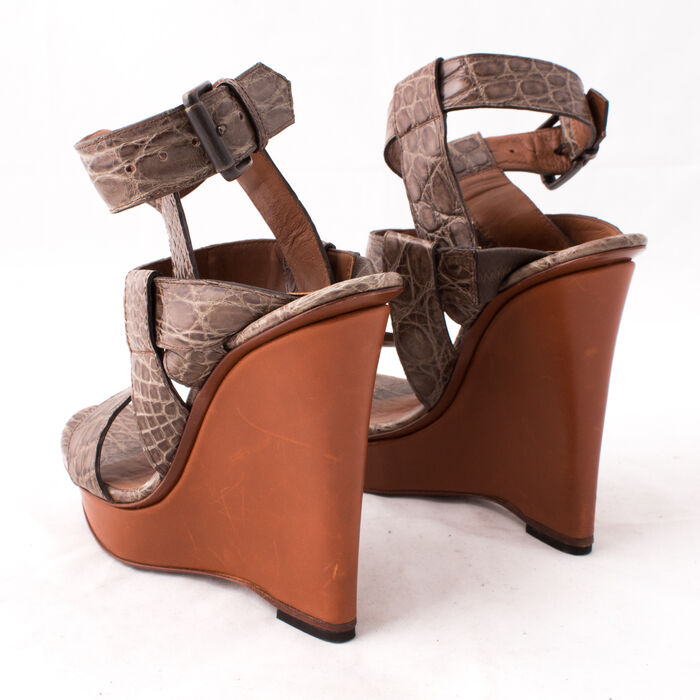 Bottega Veneta Crocodile Platform Wedge