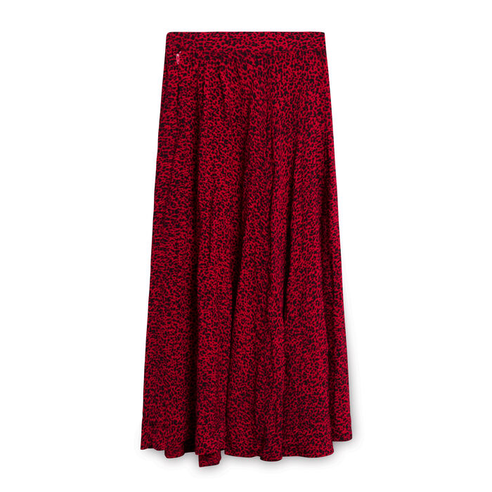 Vintage Sybil Animal Print Midi Skirt - Red