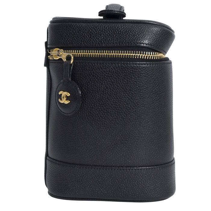 Chanel Women's Caviar Leather Vertical Cosmetic Case - Black