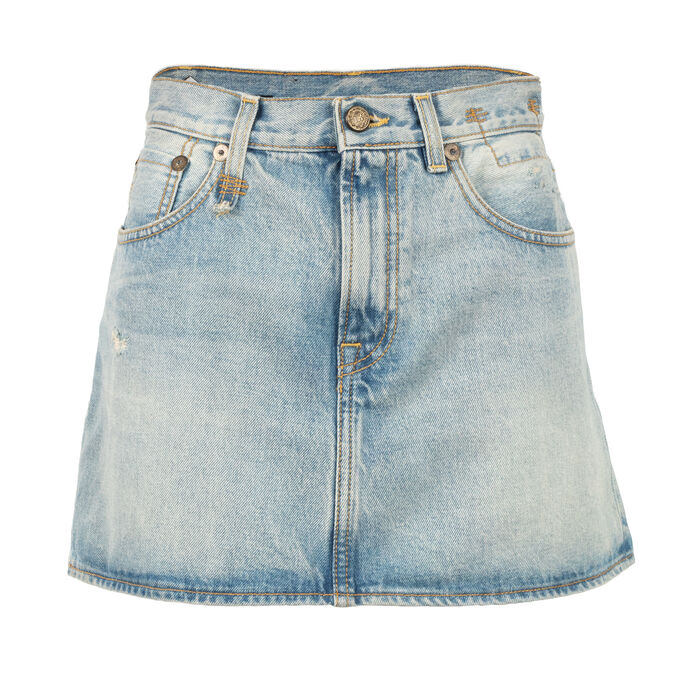 R13 Denim High Rise Mini Skirt