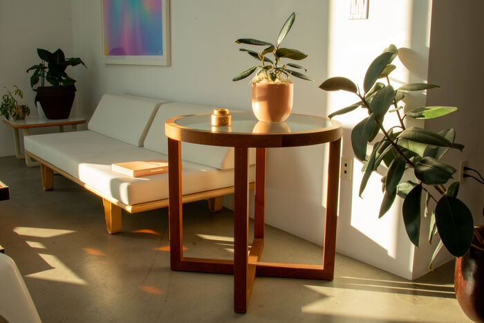 Wooden Glass Side Table