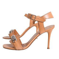 Celine Tan Leather Heeled Sandals