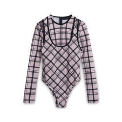 Markoo Plaid Bodysuit - Pink