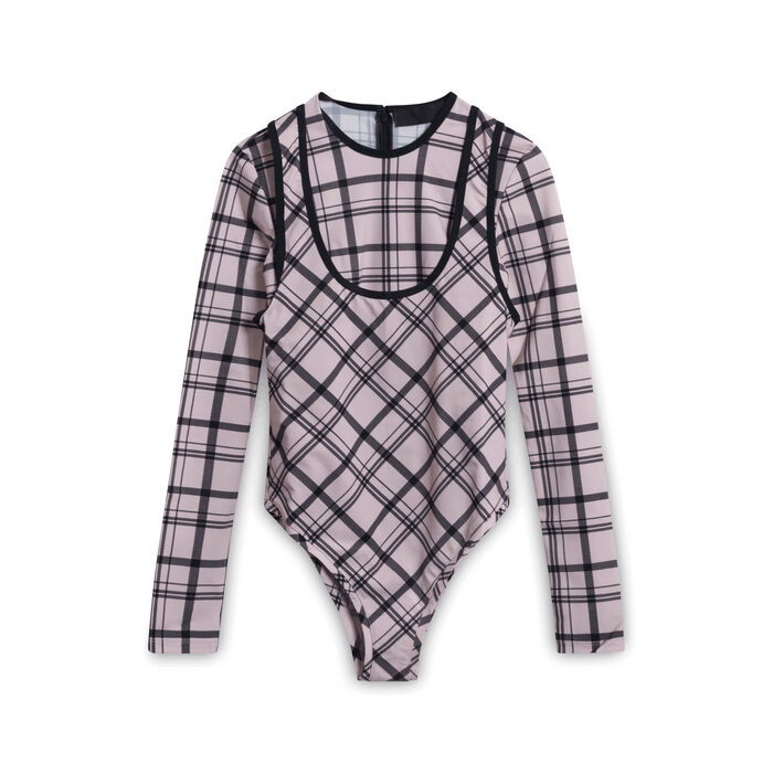 Markoo Plaid Bodysuit - Pink