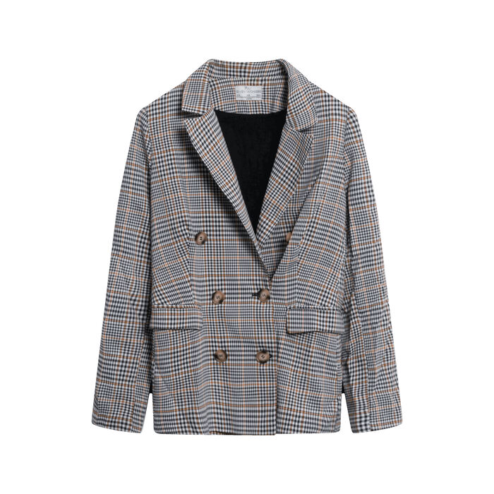 Seven Wonders Check Blazer- Orange and Black