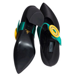 Prada Milano Yellow and Green Buckle Pumps - Black