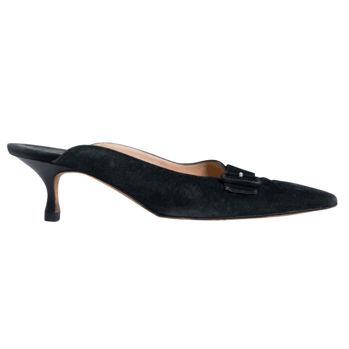 suede black mules