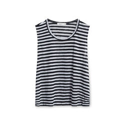 A.L.C. Women's Hanover Stripe Linen Cutout Tank - Black/White