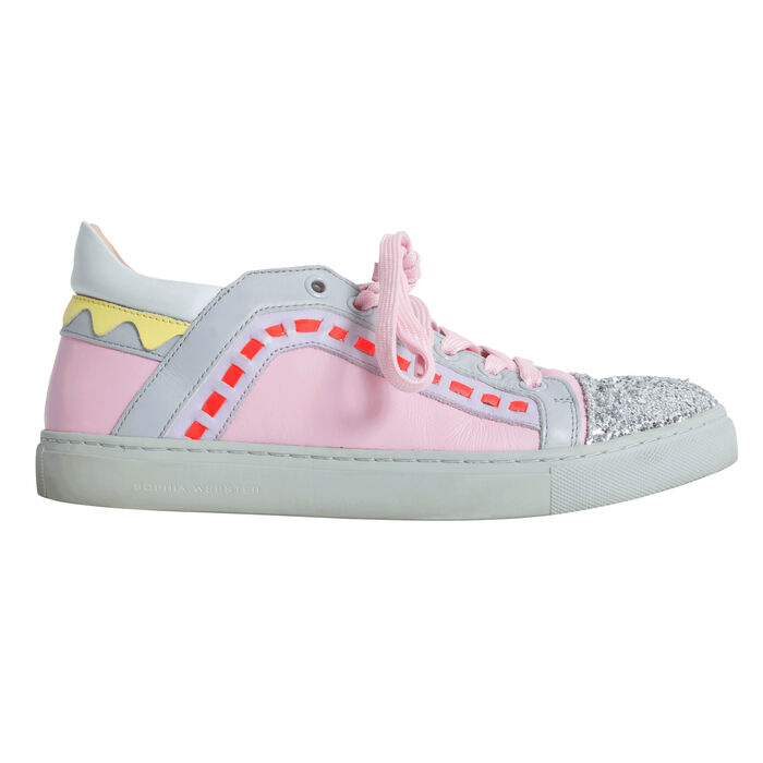 Sophia Webster Riko Glitter Cap-Toe Sneakers - Pink