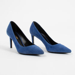Saint Laurent Blue Suede Clara Pointed Toe Pumps