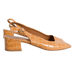 By Far Croc Embossed Leather Mules - Tan