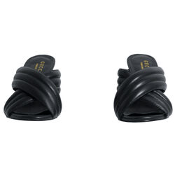 Gucci Webby Quilted Leather Snake-Heel Mule Sandals in Nero