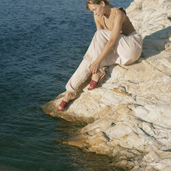 SAHARA Sandal : Cinnamon Suede in Carnelian Gemstone Grid