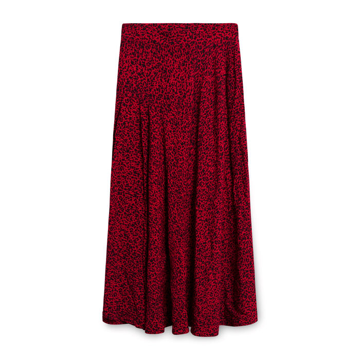 Vintage Sybil Animal Print Midi Skirt - Red