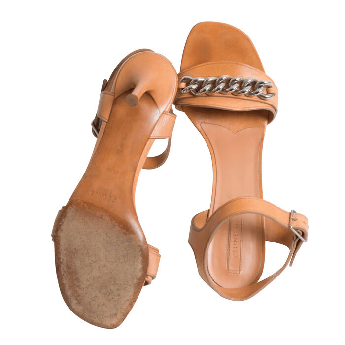 Celine Tan Leather Heeled Sandals