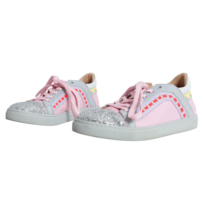 Sophia Webster Riko Glitter Cap-Toe Sneakers - Pink