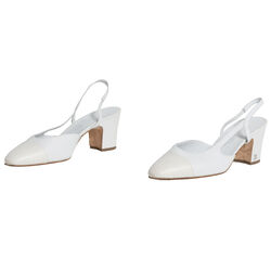 white chanel slingbacks