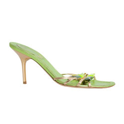 René Caovilla Leather Butterfly Crystal Embellishments Slides