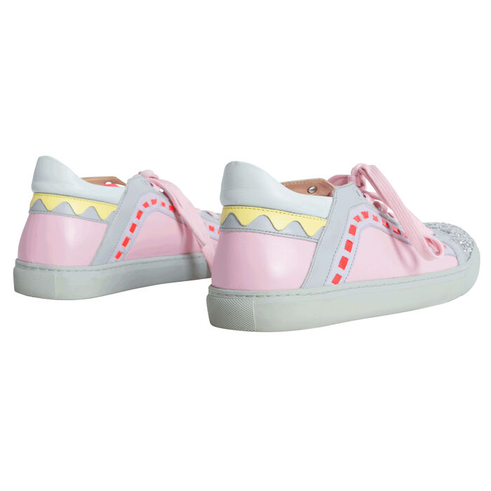 Sophia Webster Riko Glitter Cap-Toe Sneakers - Pink