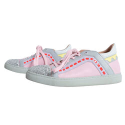 Sophia Webster Riko Glitter Cap-Toe Sneakers - Pink