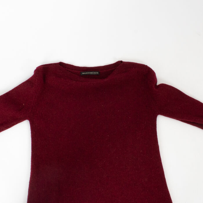 Balenciaga Knit Burgundy Sweater Dress