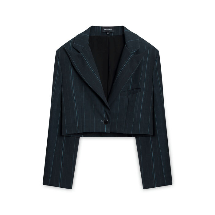 Cropped Blazer Pinstripe