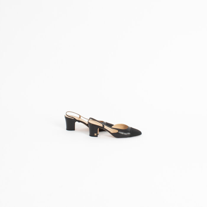 Chanel Goatskin & Grosgrain Slingback Heel