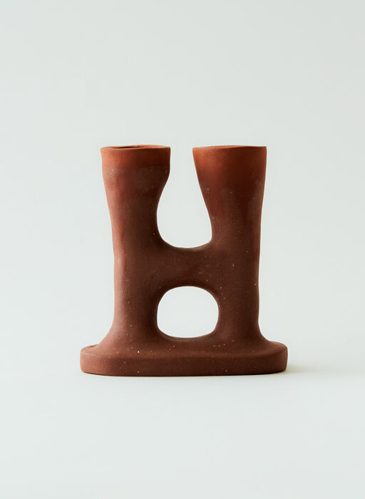 Double Stem Candle Holder in Natural