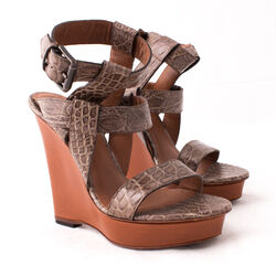 Bottega Veneta Crocodile Platform Wedge