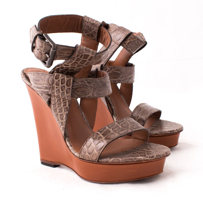 Bottega Veneta Crocodile Platform Wedge