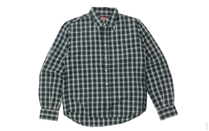 BAPE Apehead Pocket Plaid Button-Up Shirt green