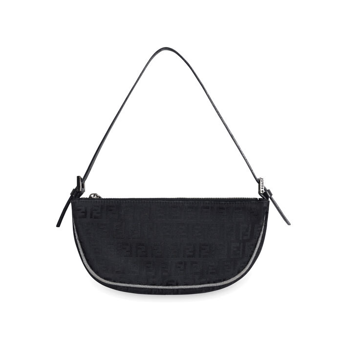 Fendi Baguette Cloth Handbag - Black