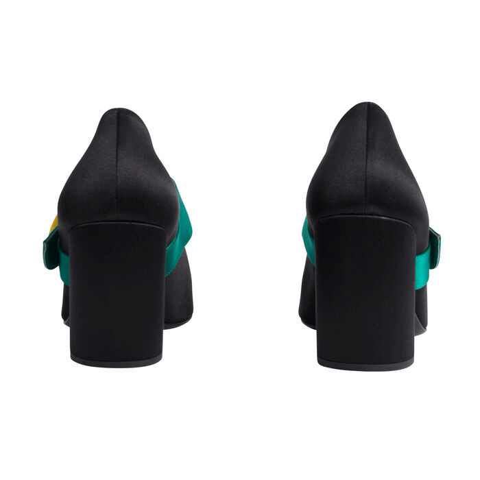 Prada Milano Yellow and Green Buckle Pumps - Black