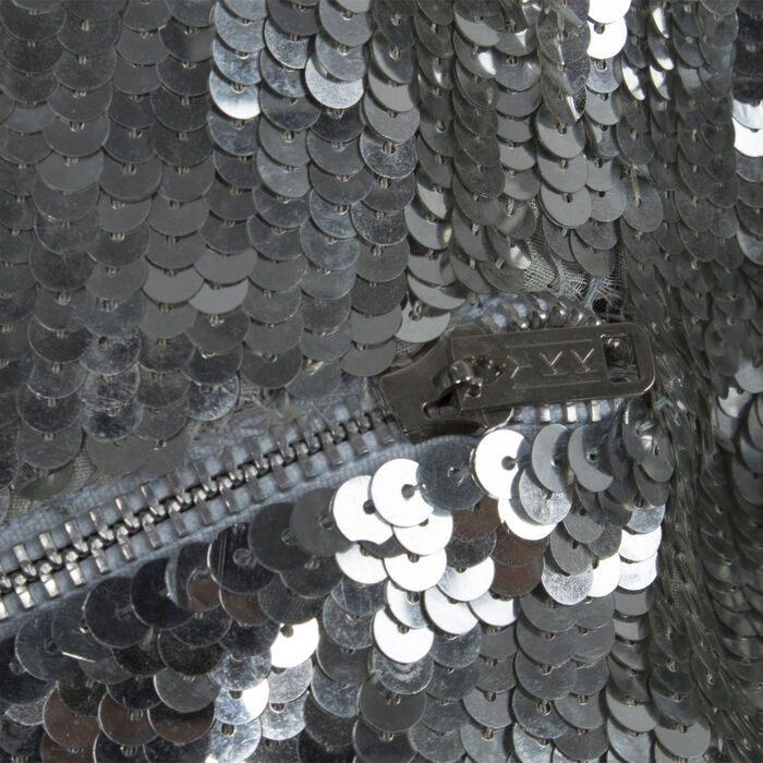 Silver Sequin Moto Jacket