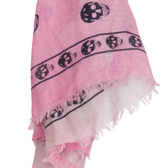 Alexander McQueen Skull Scarf- Pink/Grey
