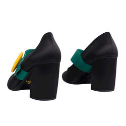 Prada Milano Yellow and Green Buckle Pumps - Black